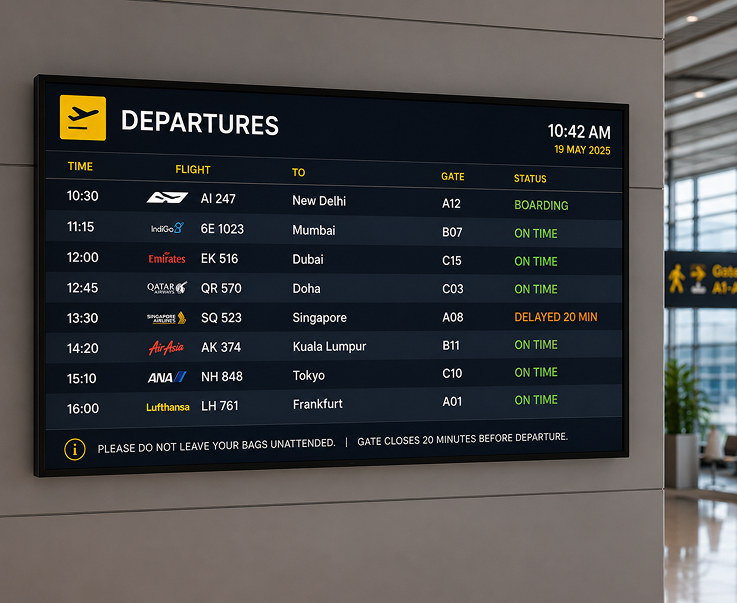 Live Gate, Route, and Departure Boards